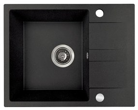 Kuchinox Laut, 1 rekeszes gránit mosogató 560x440x174 mm + szifon, fekete pettyes, LAV-SBZ_713Y