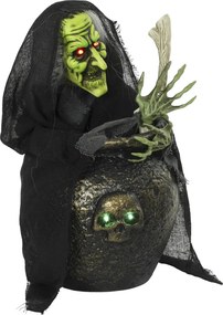 HOMCOM Animált Halloween asztali boszorkány nevető hanggal, ragyogó szemekkel