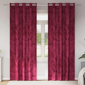 bársonyfuggonyok 2 db Szemfüggönnyel Burgundi vörös 225x140 cm