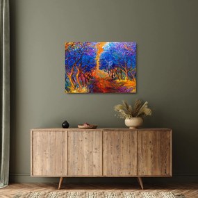 Kép - őszi fa koronák, modern impresszionizmus (üvegen) (70x50 cm)