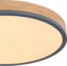 Globo 416080WD2R Mennyezeti lámpa könnyűfém grafit, MDF fa sötét színű, műanyag fehér, ø: 450mm, H: 85mm, LED-del 24W 230V, 3200lm bemenet, 1800lm kimenet, 3000K