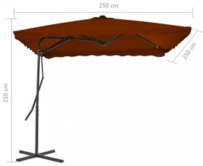 terrakotta kültéri napernyő acélrúddal 250 x 250 x 230 cm