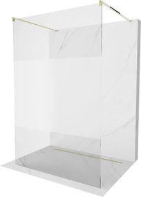 Mexen Kioto Walk-In Zuhanyfal    szabadonálló  120 x 200 cm,  átlátszó üveg/ szatén  8 mm,  arany  - 800-120-002-50-3 Walk-In Zuhanyfal