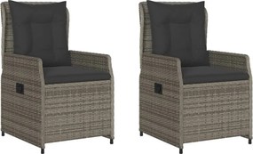 vidaXL 2 db szürke polyrattan dönthető kerti szék