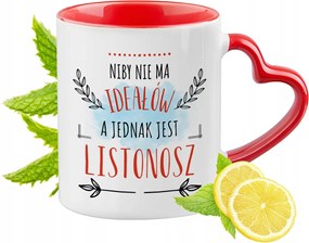 Postásnak Piros Bögre Szív Alakú Füllel Ajándék