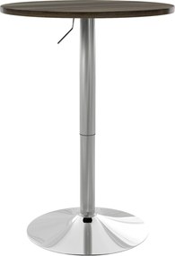 HOMCOM kerek állítható bárasztal 2 személyes, 69–91 cm, 360° forgatható lap, acél talp, dió | Aosom