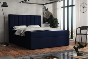 SAMANTA kárpitozott boxspring ágy 140x200 - kék 4