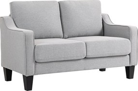 HOMCOM 2-Fős Szövet Kanapé Karfával, Vastag Párnázással és 2 Párnával, Modern 2-Fős Loveseat Fa Kerettel Nappaliba, Pihenőre és Hálószobába, Világos S