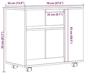 Oldalasztal Régi fa 70x35x55 cm műszaki fa