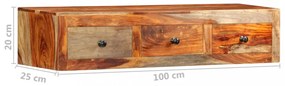 tömör kelet-indiai rózsafa fali tálalóasztal 100 x 25 x 20 cm