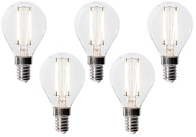 5 darabos E14 dimmelhető LED izzókészlet P45 átlátszó üveg 3W 250 lm 2700K