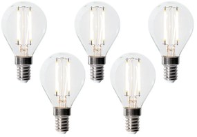 5 darabos szett E14 szabályozható LED izzó P45 átlátszó üveg 3W 250 lm 2700K