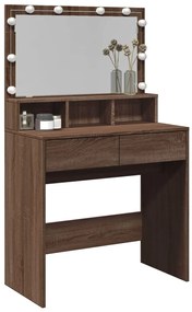 barna tölgy színű fésülködőasztal LED-del 80 x 41 x 134,5 cm