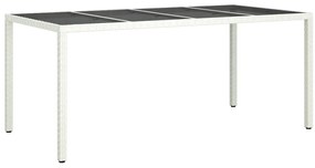 Kerti Étkezőasztal Fehér 190x90x75 cm Polirattan