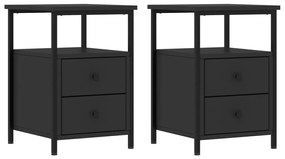2 db fekete szerelt fa éjjeliszekrény 34x35,5x50 cm
