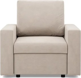 Zeus fotel, egyenes kartámasz, bársony, hab töltet, bézs