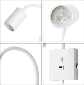Immax 08296L - Fali lámpa USB-csatlakozóval PUNTO 1xGU10/9W/230V fehér