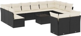 vidaXL 13 részes fekete polyrattan kerti ülőgarnitúra párnákkal
