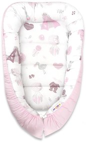 Baby Nellys Pamut kétoldalas fészek , 55x75cm, Új szerelem Baby - rózsaszín