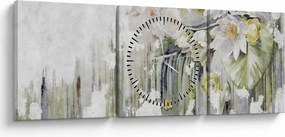 Kép - Fehér virágok, vintage (órával) (90x30 cm)