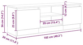antik fa színű szerelt fa TV-szekrény 102x30x36 cm