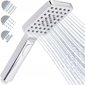 Zuhanyfej Zuhanyzó Szögletes Takarékos 3 funkciós tükör króm Eko