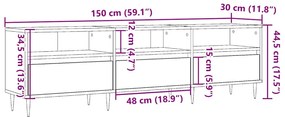 antik fa színű szerelt fa TV-szekrény 150 x 30 x 44,5 cm