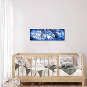 Kék absztrakt kép (órával) (90x30 cm)