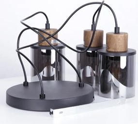 Globo 15707-3HR - Csillár zsinóron REID 3xE27/15W/230V átm. 27 cm tölgy