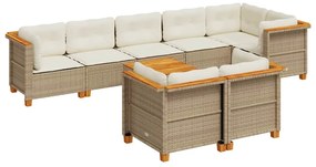 vidaXL 9 részes bézs polyrattan kerti ülőgarnitúra párnákkal