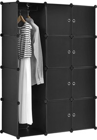 Ruhásszekrény 12 kombinálható rekesszel fekete színben