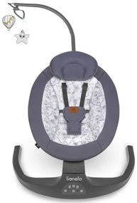 Lionelo - Zenélő babahinta RALF 4xAA szürke-fehér + távirányítóval