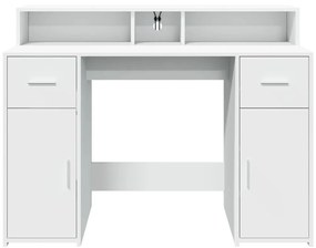 fehér szerelt fa íróasztal LED-világítással 120 x 55 x 91 cm