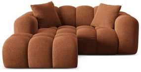 Terrakotta színű zsenília sarokkanapé (bal oldali-heverő résszel) Treno – Cosmopolitan Design