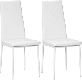 HOMCOM 2 db Kárpitozott Magas Hátú Étkezőszék, Konyhai Székek Műbőrből Gyémánt Steppeléssel, Csúszásmentes Lábakkal és Acél Lábbal a Nappaliba, 41x50x