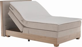 Elektromos állítható ágy, boxspring, bézs/artisan tölgy, 120x200, TIANA