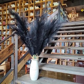 8 db-os fekete pampa műfű szett 110 cm művirág tollakkal