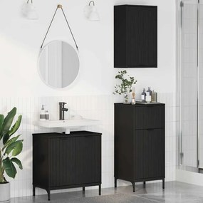 Fürdőszoba bútor szett 3 pcs Fekete 39.5 x 36 x 88 cm Faanyag
