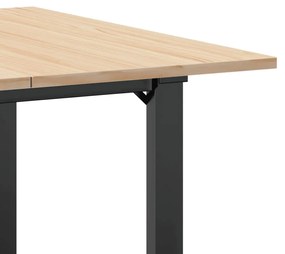 tömör fenyőfa és öntöttvas étkezőasztal O-vázzal 90x90x75 cm