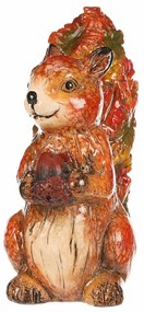 Őszi dekoráció Mókus dióval, 12 x 7 x 13 cm,kerámia