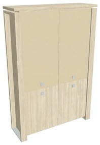 Verno+ S magas szekrény 140 x 46 x 210 cm, kombinált ajtó, akác / vanília