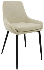 Liv design szék, homok bouclé, fekete fém láb