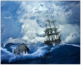 Poszterek 50x40 Vihar Tenger Hajó Tájkép