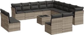 vidaXL 14 részes világosszürke polyrattan kerti ülőgarnitúra párnával