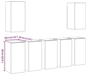 TV szekrény garnitúra 7 pcs Régi fa 30.5 x 30 x 60 cm Faanyag
