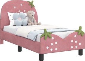 vidaXL Gyerekágy keret fejtámlával Rózsaszín 70 x 140 cm Bársony
