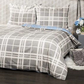 4Home Kék kocka flanel ágynemű, 160 x 200 cm, 70 x 80 cm