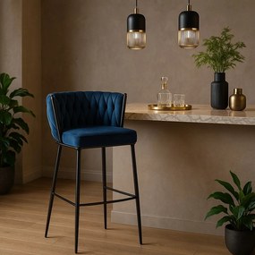 Elegáns Bárszék Sötétkék Bársony Kárpittal. FLORES