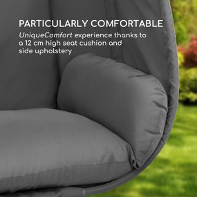 Blumfeldt Bella Donna, függő hintaszék, ülőpárna, 180 g poliészter, sötétszürke