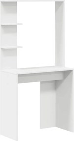 vidaXL Asztal polcokkal tárolóval Fehér 78,5 x 37 x 154,5 cm Faanyag